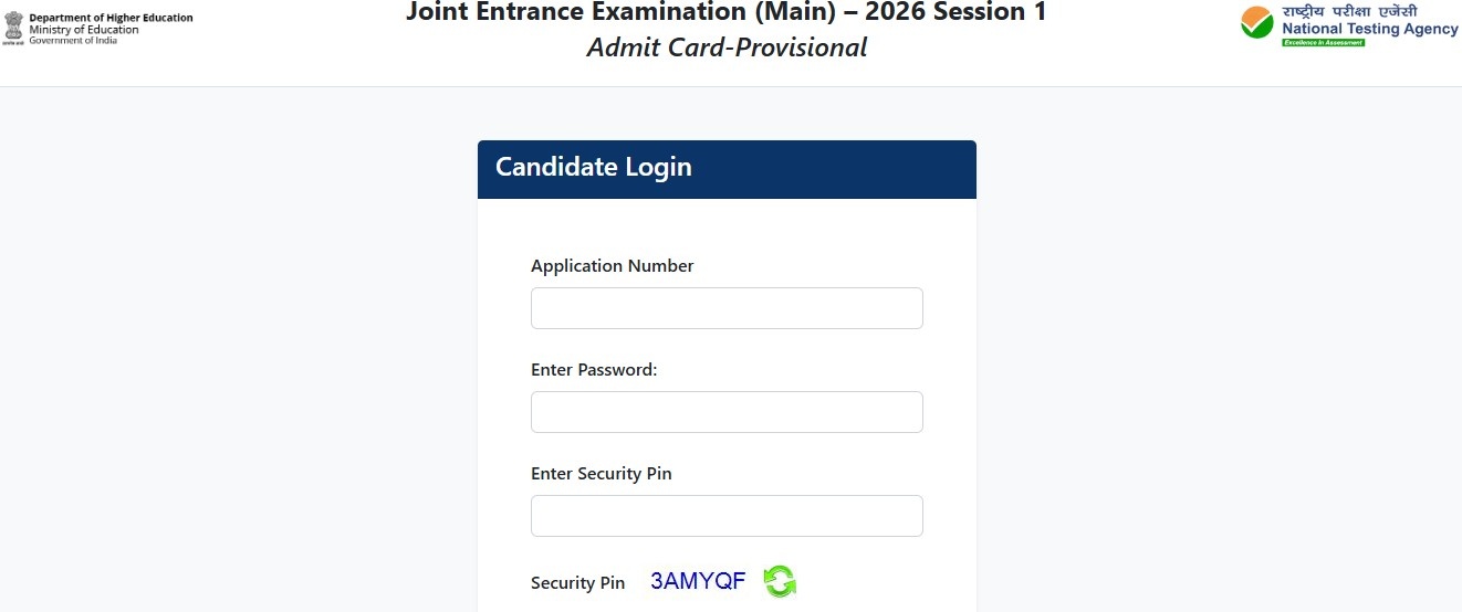 JEE Main 2026 Session 1 Admit Card