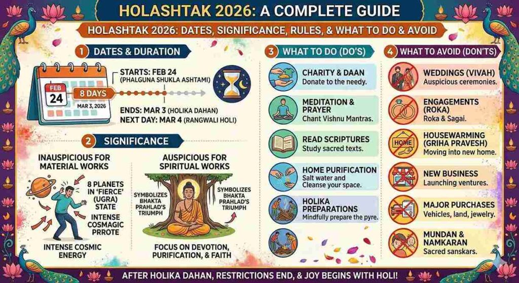 Holashtak 2026 Dates, Significance, Rules, and What to Do & Avoid