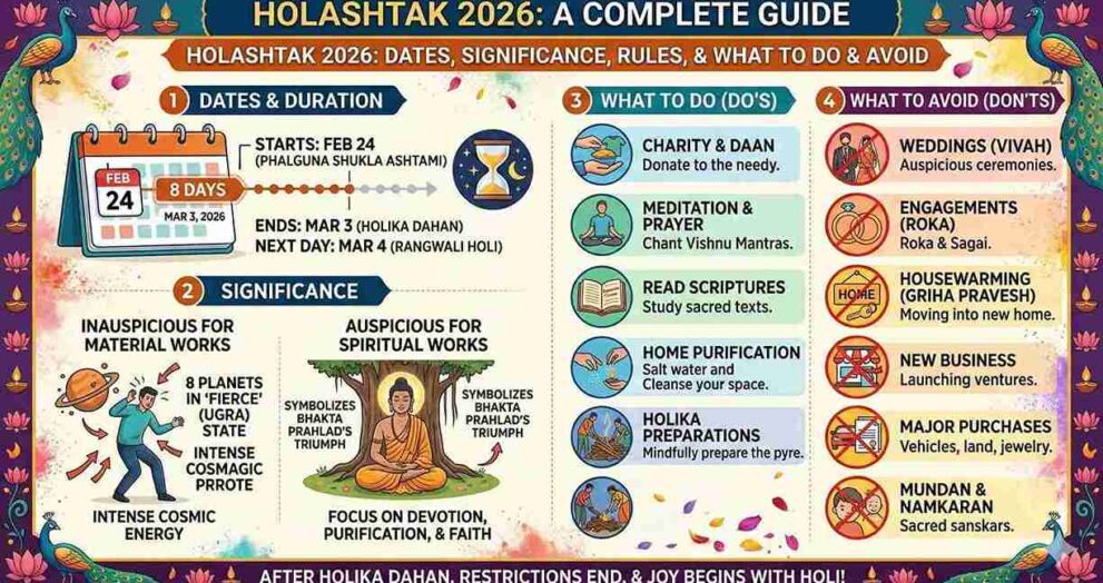 Holashtak 2026 Dates, Significance, Rules, and What to Do & Avoid