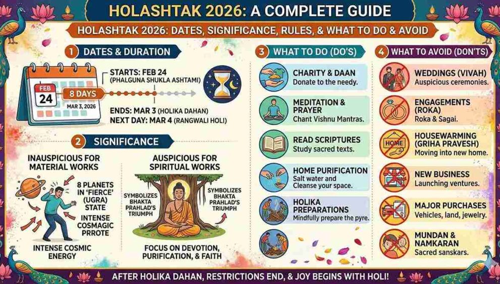 Holashtak 2026 Dates, Significance, Rules, and What to Do & Avoid