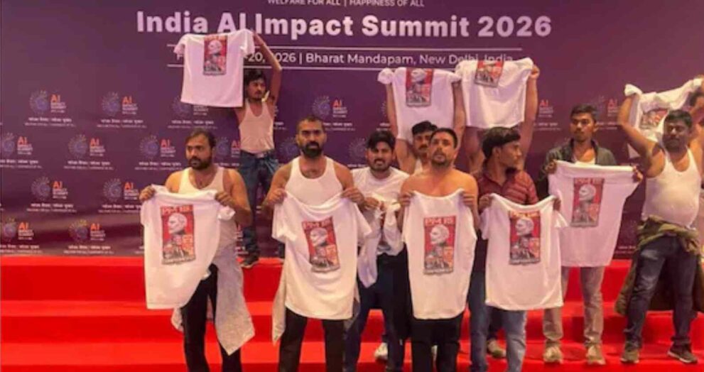 India AI Impact Summit 2026 Controversy Shirtless Protest Triggers Political Debate