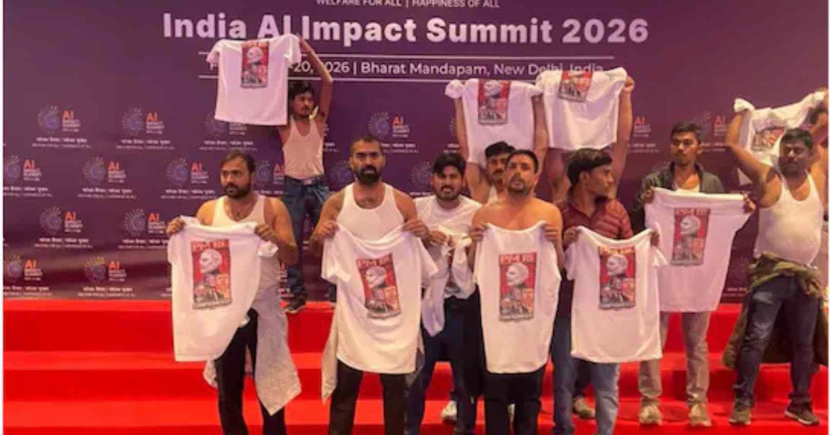 India AI Impact Summit 2026 Controversy Shirtless Protest Triggers Political Debate